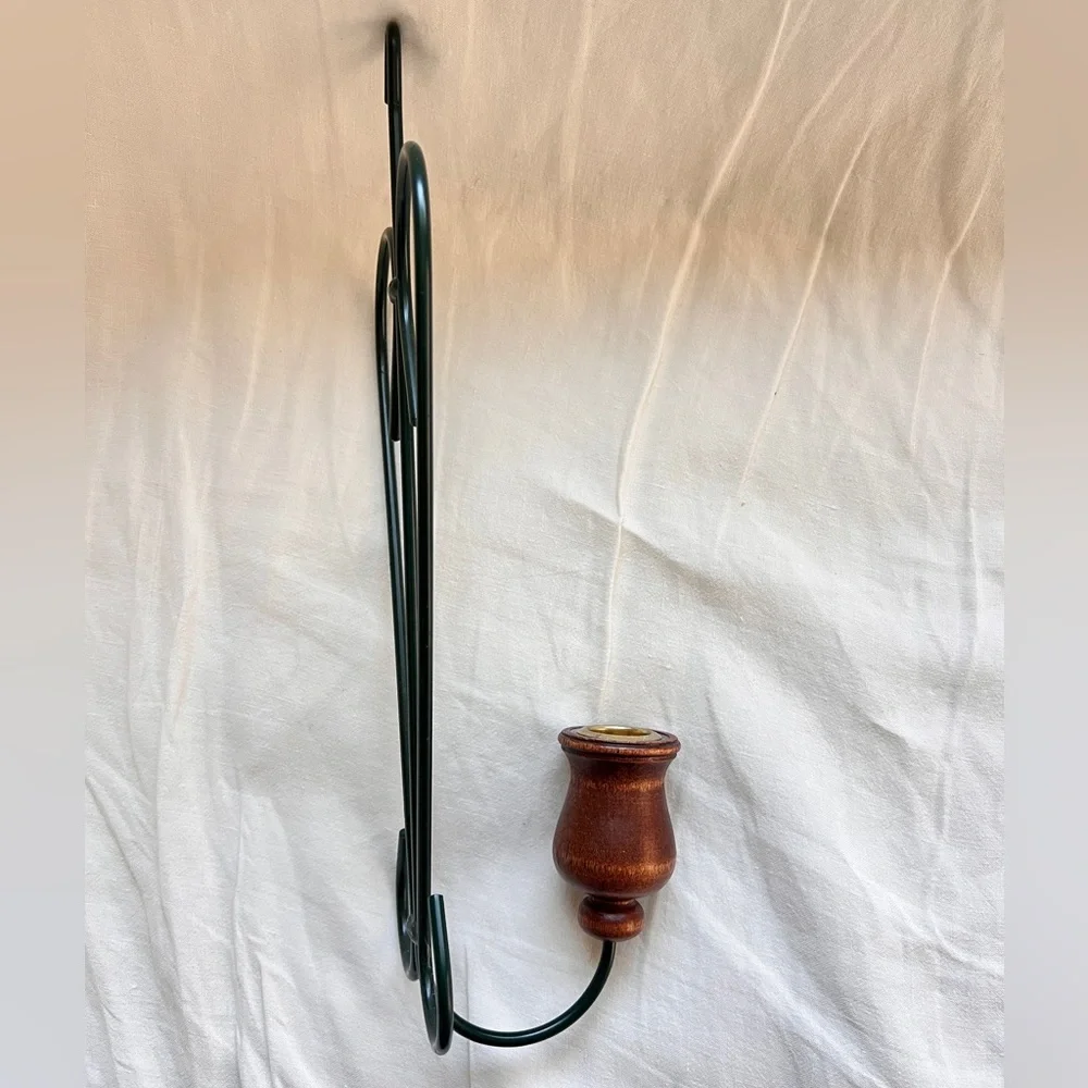 Vintage Rustic Wood & Metal Heart Taper Candle Holder Wall Sconce‎ 14” Tall
